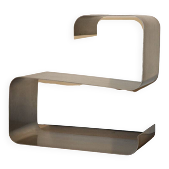 Vintage brushed aluminum shelf by François Monnet and Joelle Ferlande, 1970s