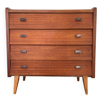 Vintage wooden chest of drawers with compass legs