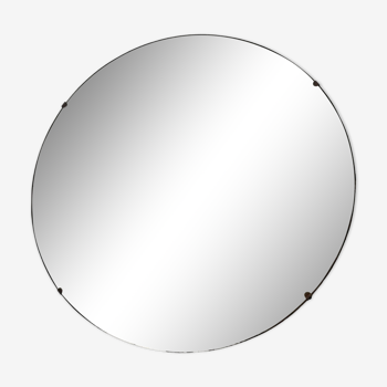 Art Deco beveled mirror from the 1930s, diameter 54 cm