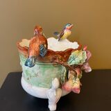 Cache pot, barbotine aux oiseaux