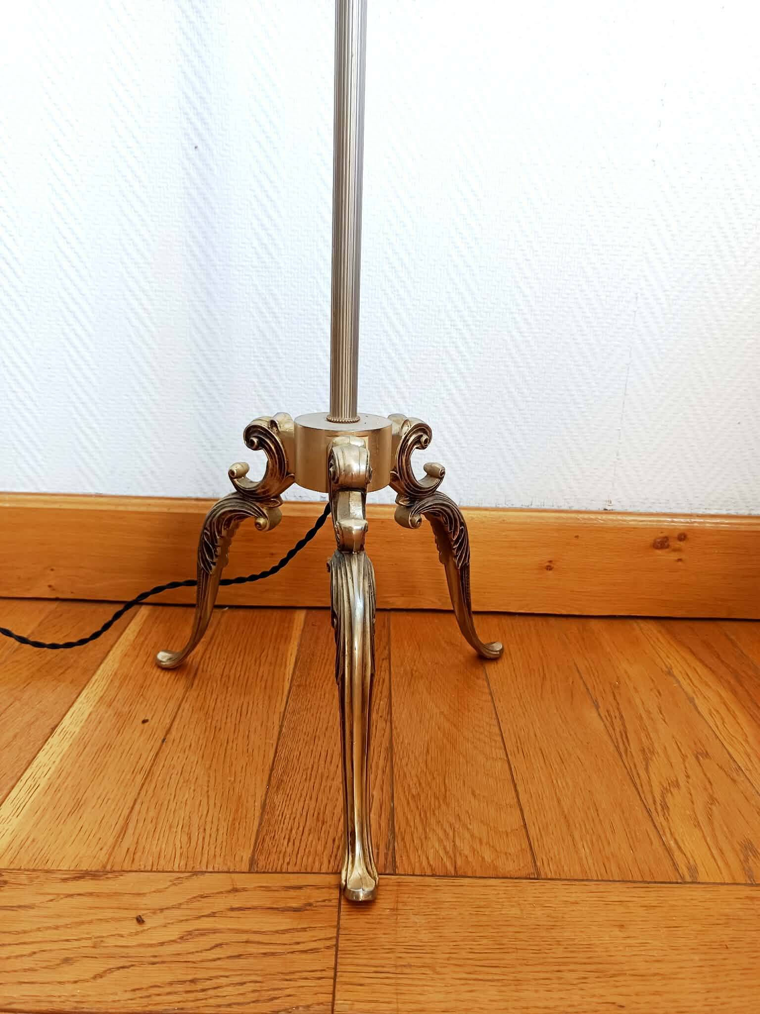Tripod floor lamp brass circa 1950