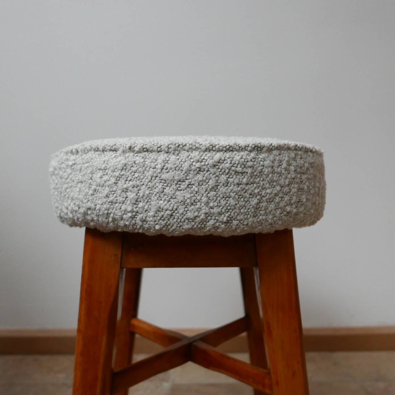 Pair of English Mid-Century Stools with Fresh Upholstery
