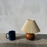 Pleated wooden ball lamp