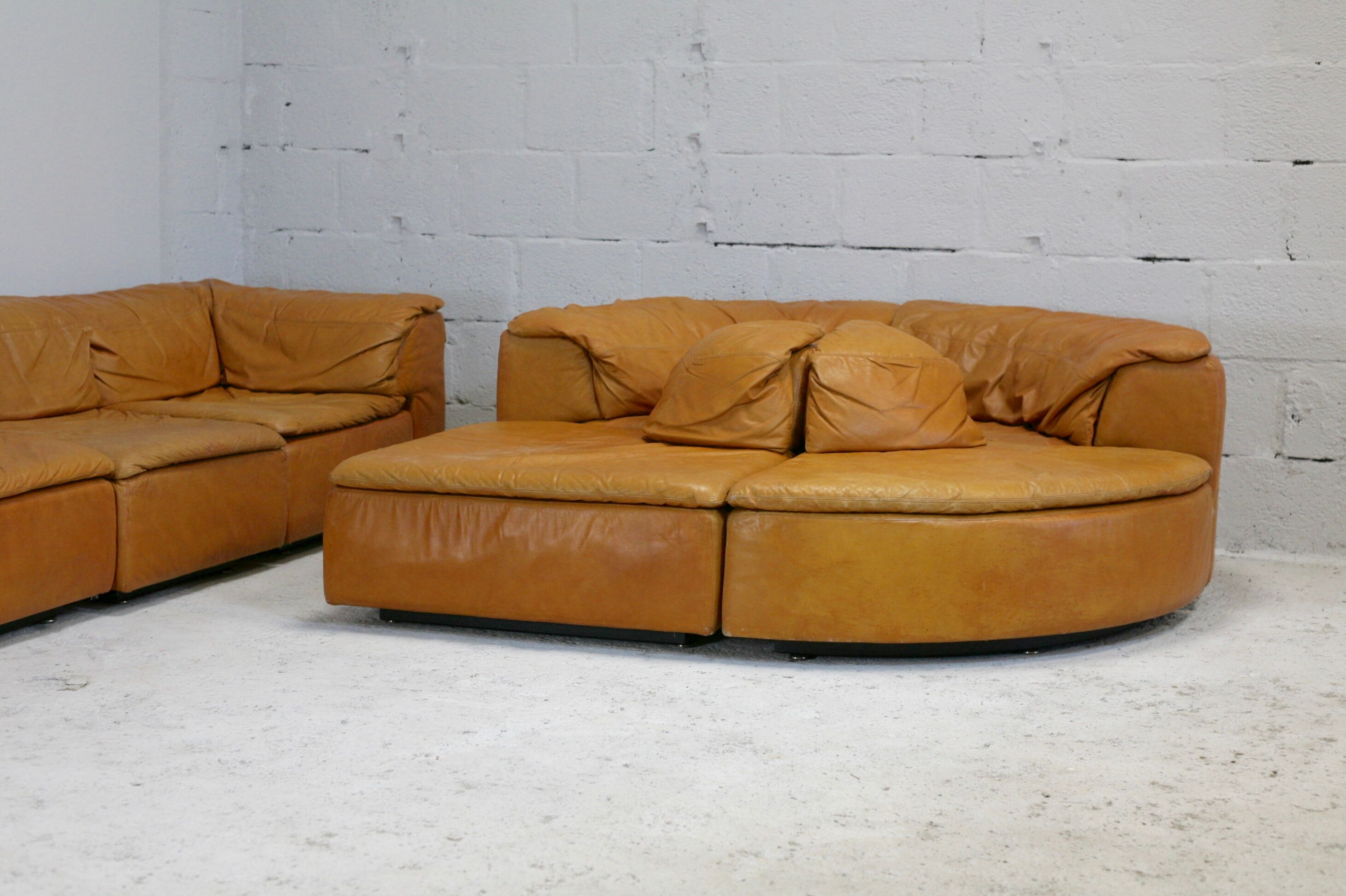 Leather modular sofa, 7 elements, 70s