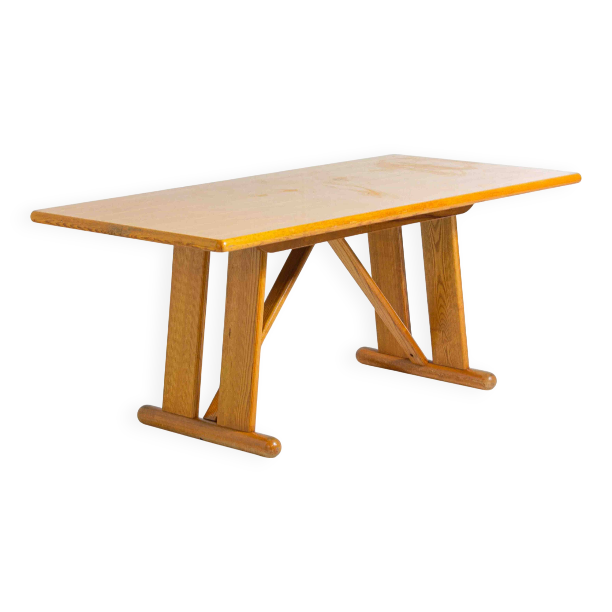 Geometrical dining table in oak, Italy 1980s