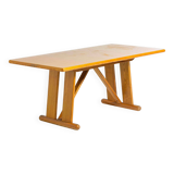 Geometrical dining table in oak, Italy 1980s