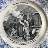 Set of 6 talking plates - creil and montereau France