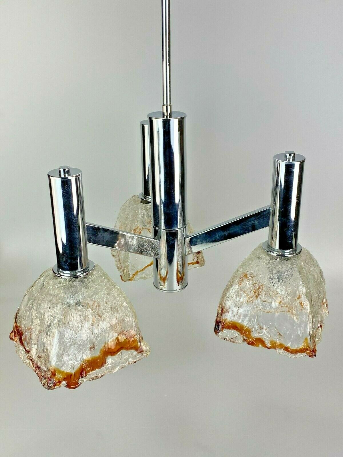 60s 70s Lamp Chrome Chandelier Chandelier Mazzega Murano Glass Design