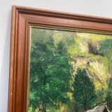 Old paysgae painting oil on canvas assembly