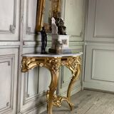 Louis XV style console table in gilded wood, 19th century