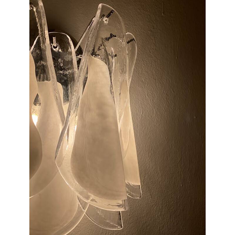 Set of Two "Rondini" Murano Glass Wall Sconces in Mazzega Style