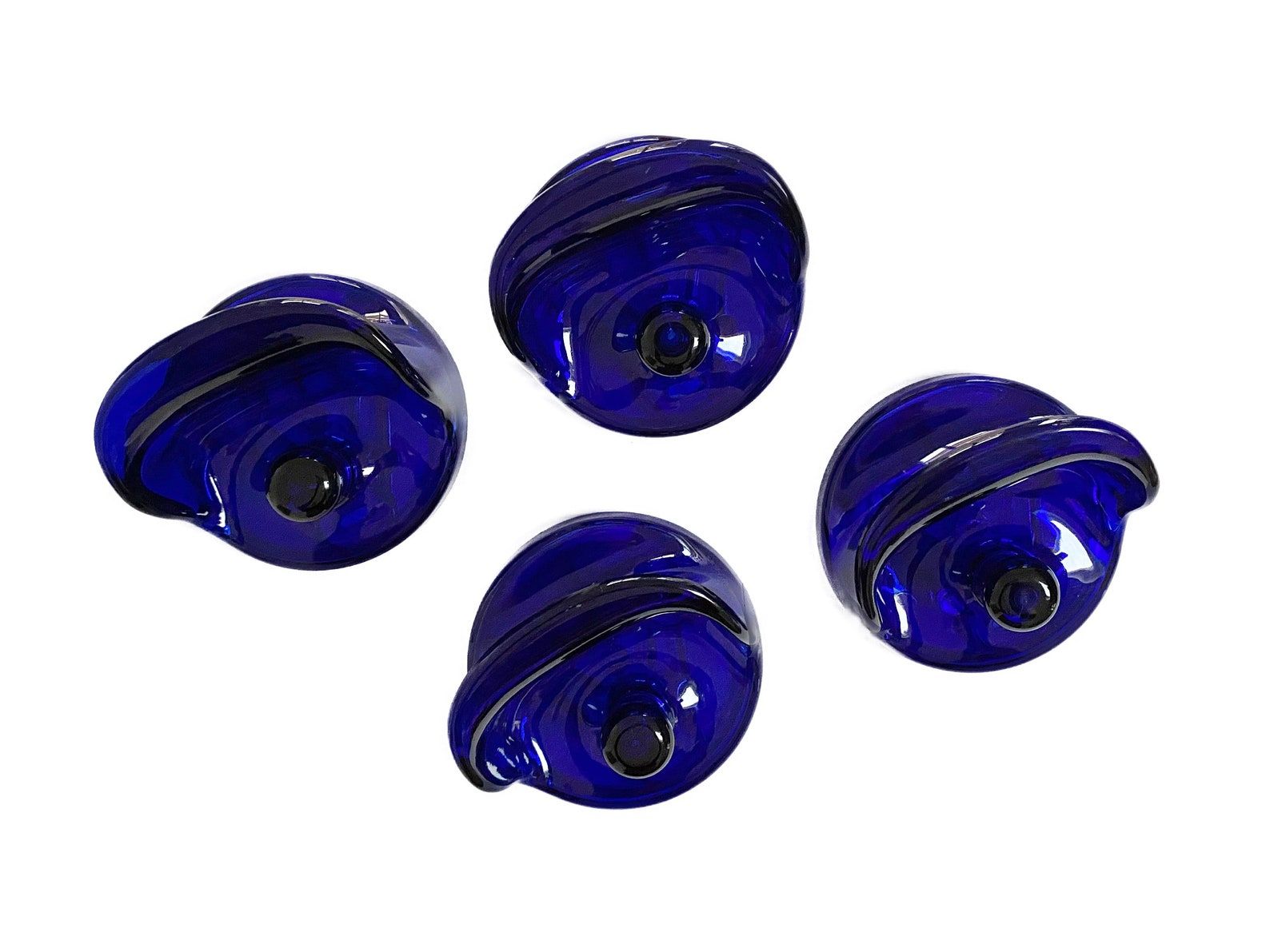 Set of 4 dark blue Kartell coat hooks, Olaf von Bohr Space Age, Italian Design