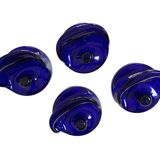 Set of 4 dark blue Kartell coat hooks, Olaf von Bohr Space Age, Italian Design