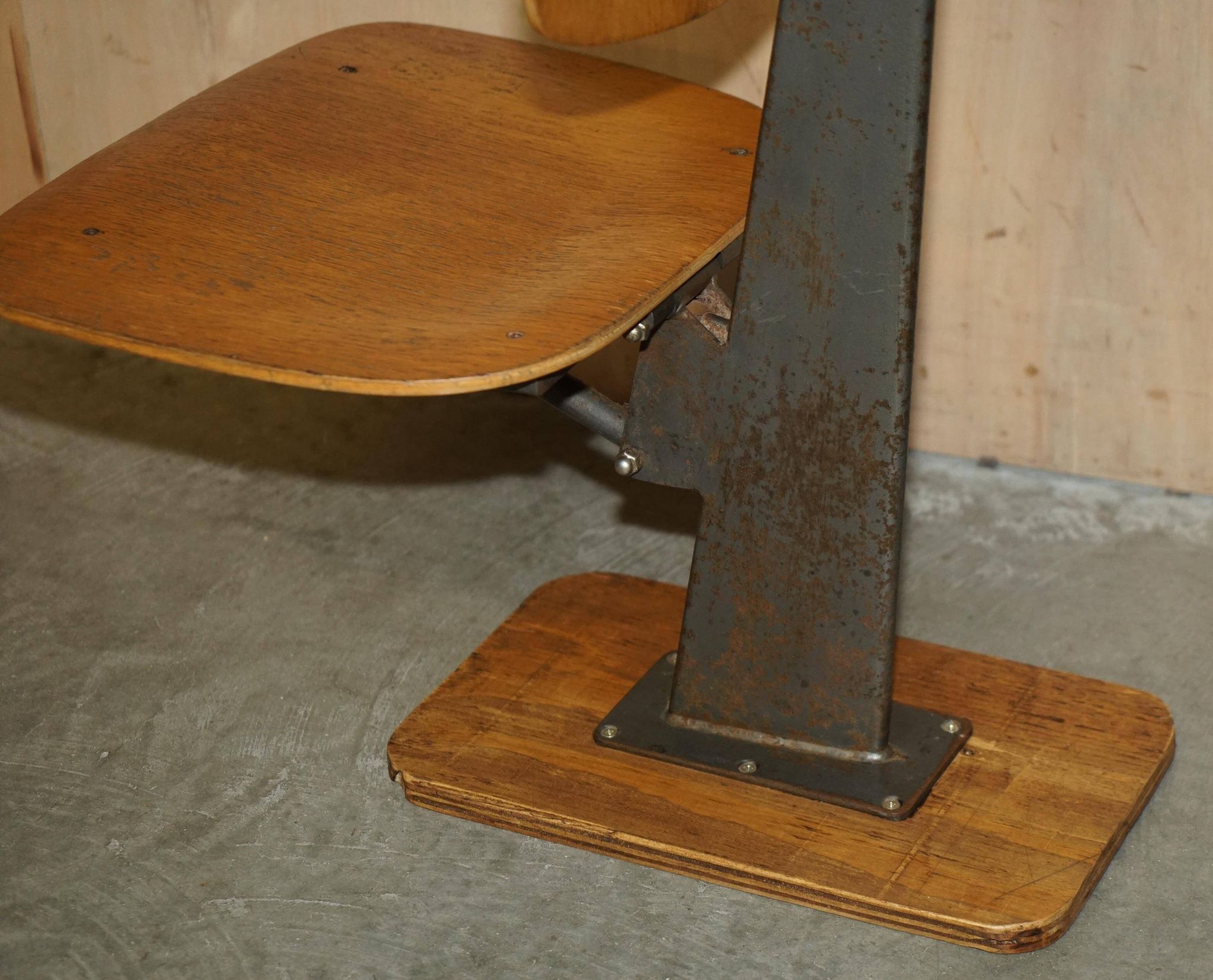 Six vintage mid-century modern folding stadium seats with new bases.