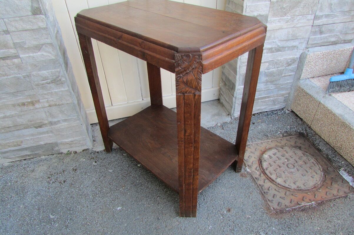 Coffee table, art deco service in solid wood
