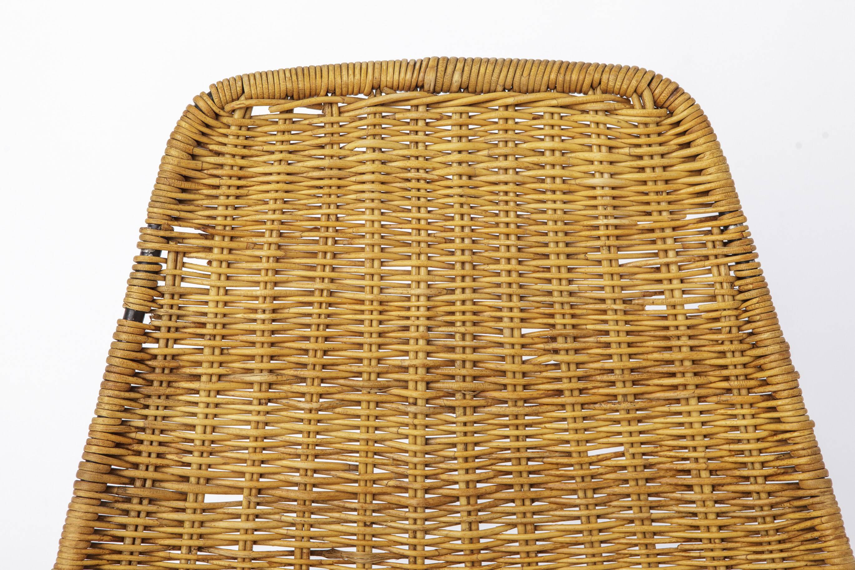 Set of 2 Gianfranco Legler Basket Chairs, 1950s Rattan Chairs, Mid Century.