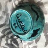 Pretty blue enamel bowl, signed "Courtade 81"