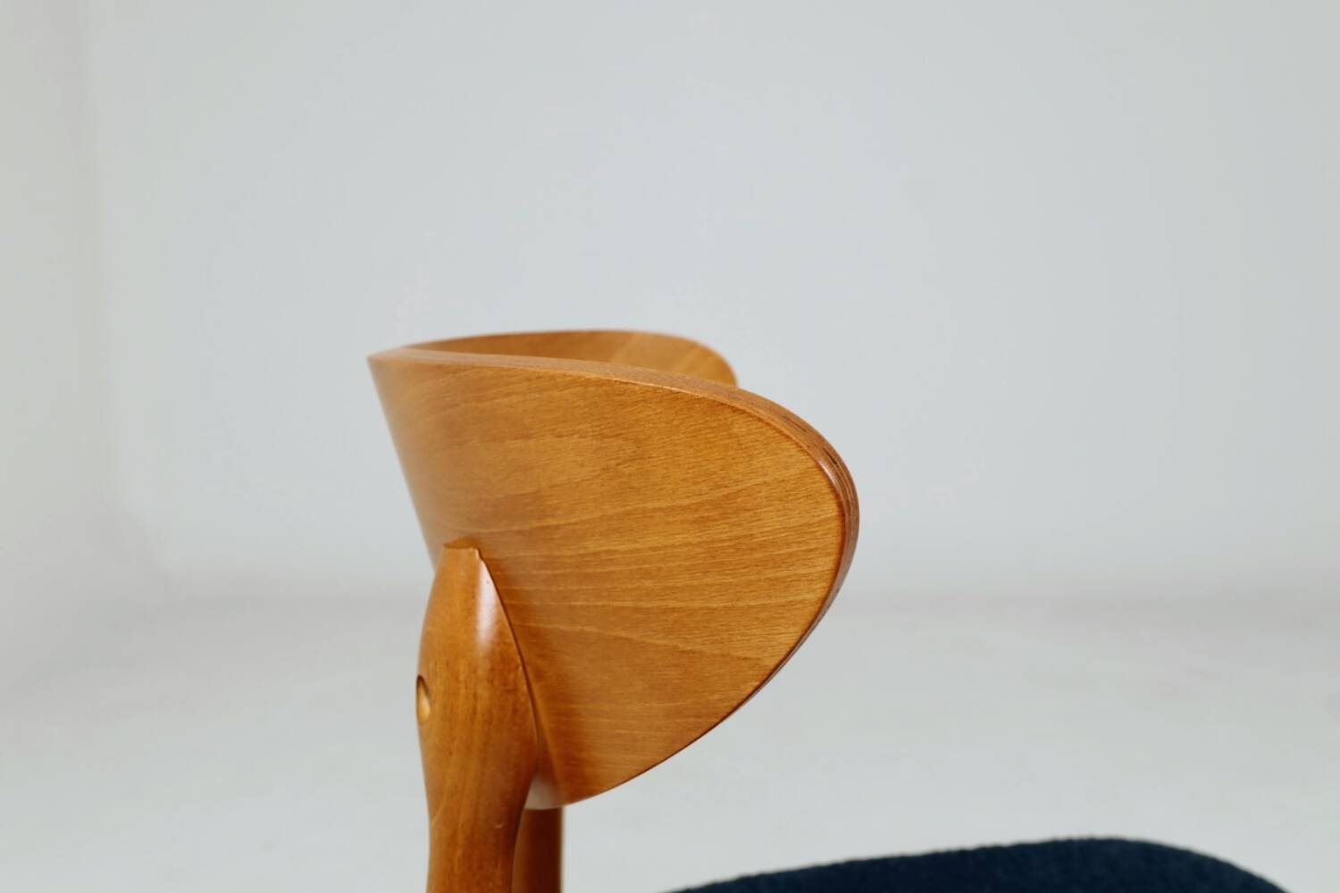 Vintage Scandinavian boucle navy blue chairs set of 4