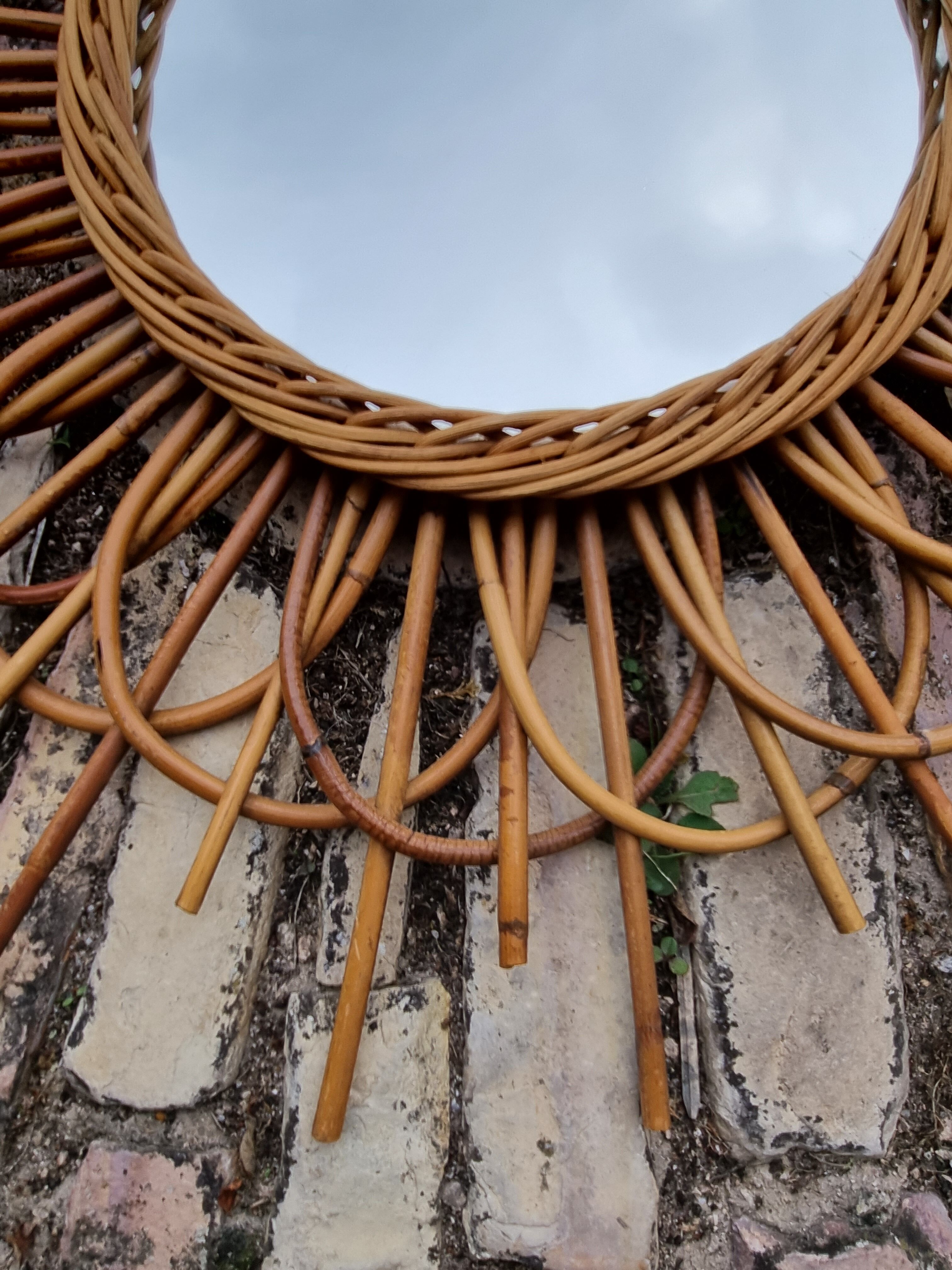 Rattan sun mirror 56cm