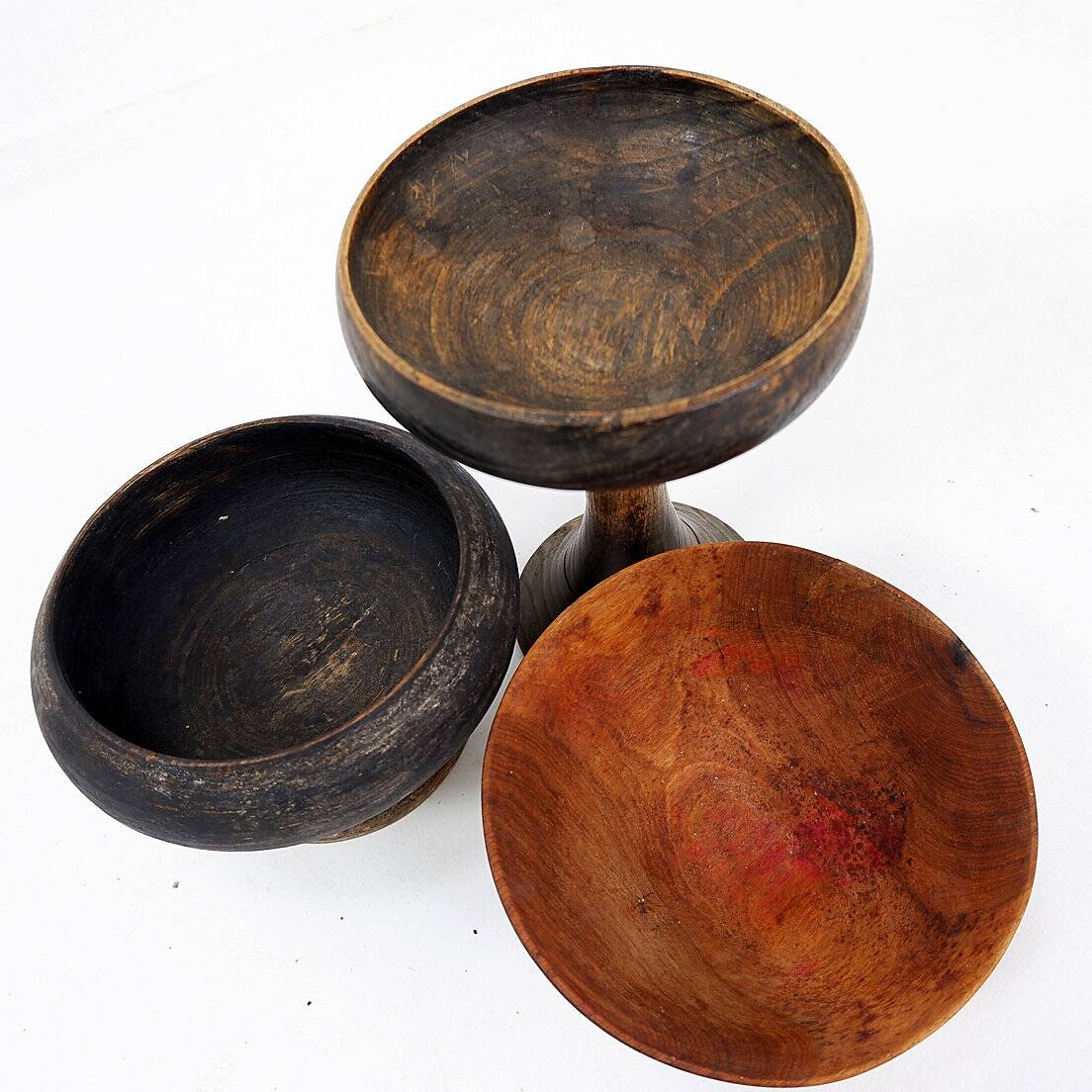 3 African wooden cups