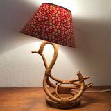 Lampe rotin forme cygne vintage