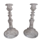Antique pair of Portieux crystal candlesticks, 19th century