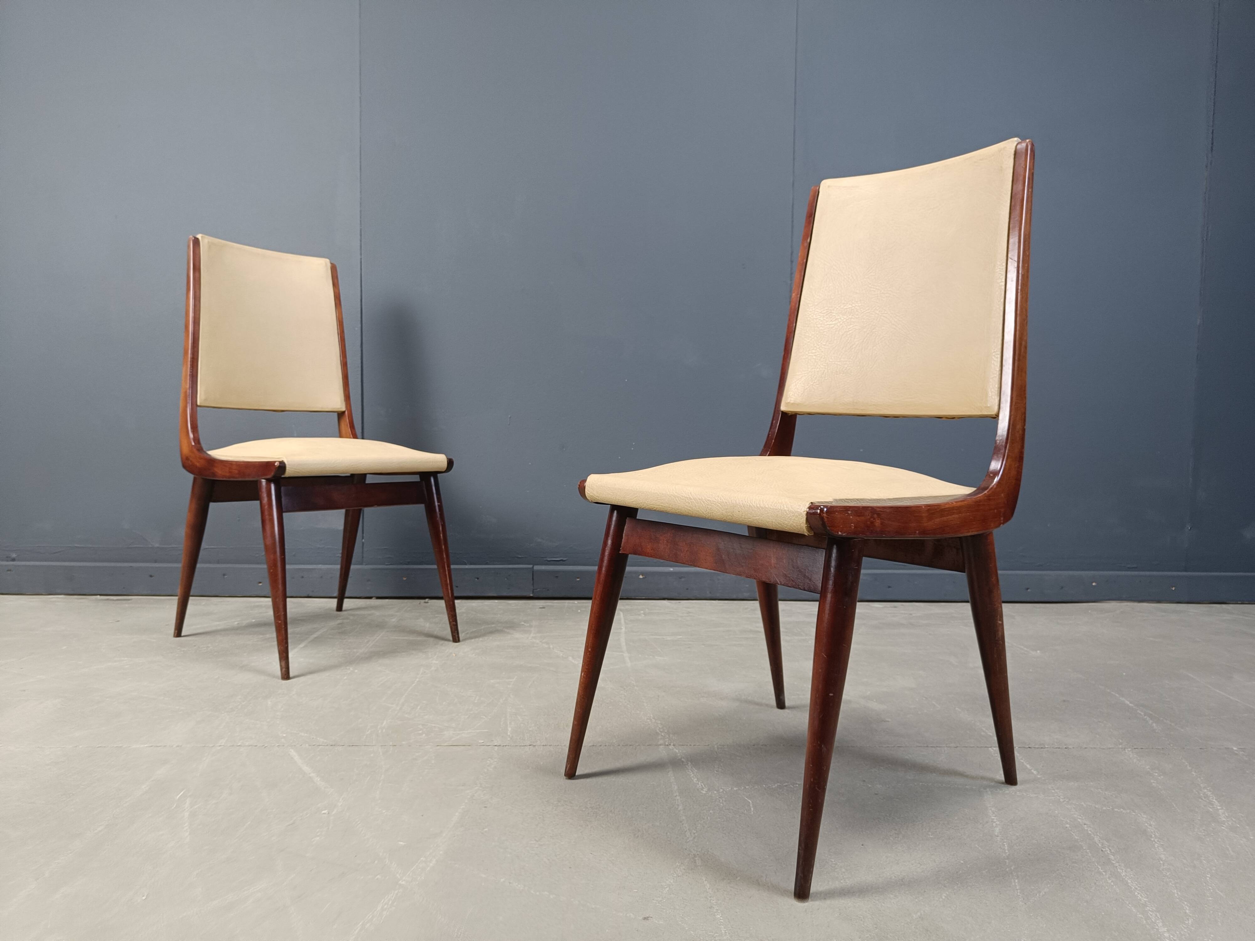 Set of 6 mid century italian dining chairs, 1950s - set of 6