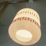 Vintage opaline glass pendant light with geometric design, 1960s Lunel style