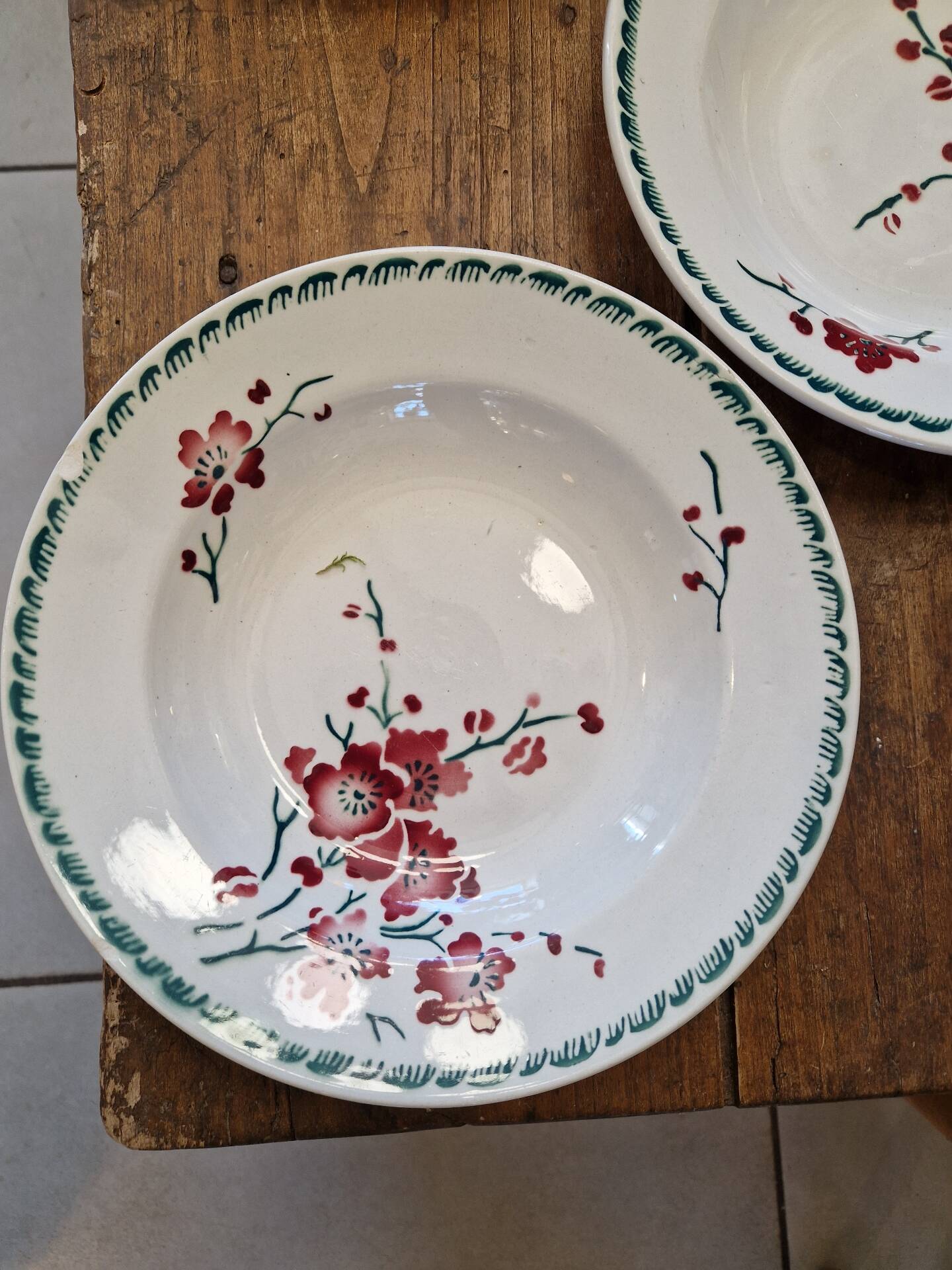 Set of 8 Deep Plates Cherry Blossom Badonviller