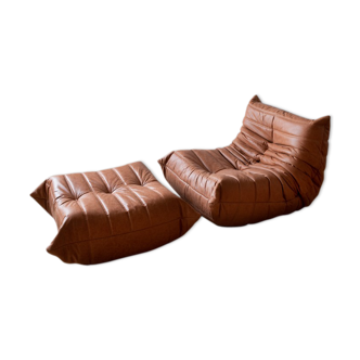 Amchair and ottoman Togo model designed by Michel Ducaroy 1973
