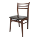 Chaise vintage design danois en bois avec assise en simili cuir olive brun