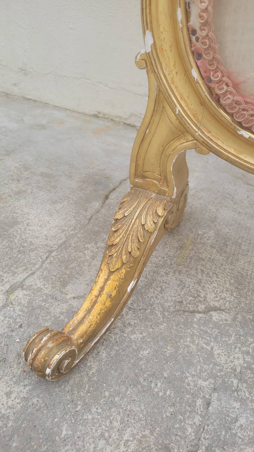 Louis xv style fireplace screen fire screen in gilded wood 19th century tapestry