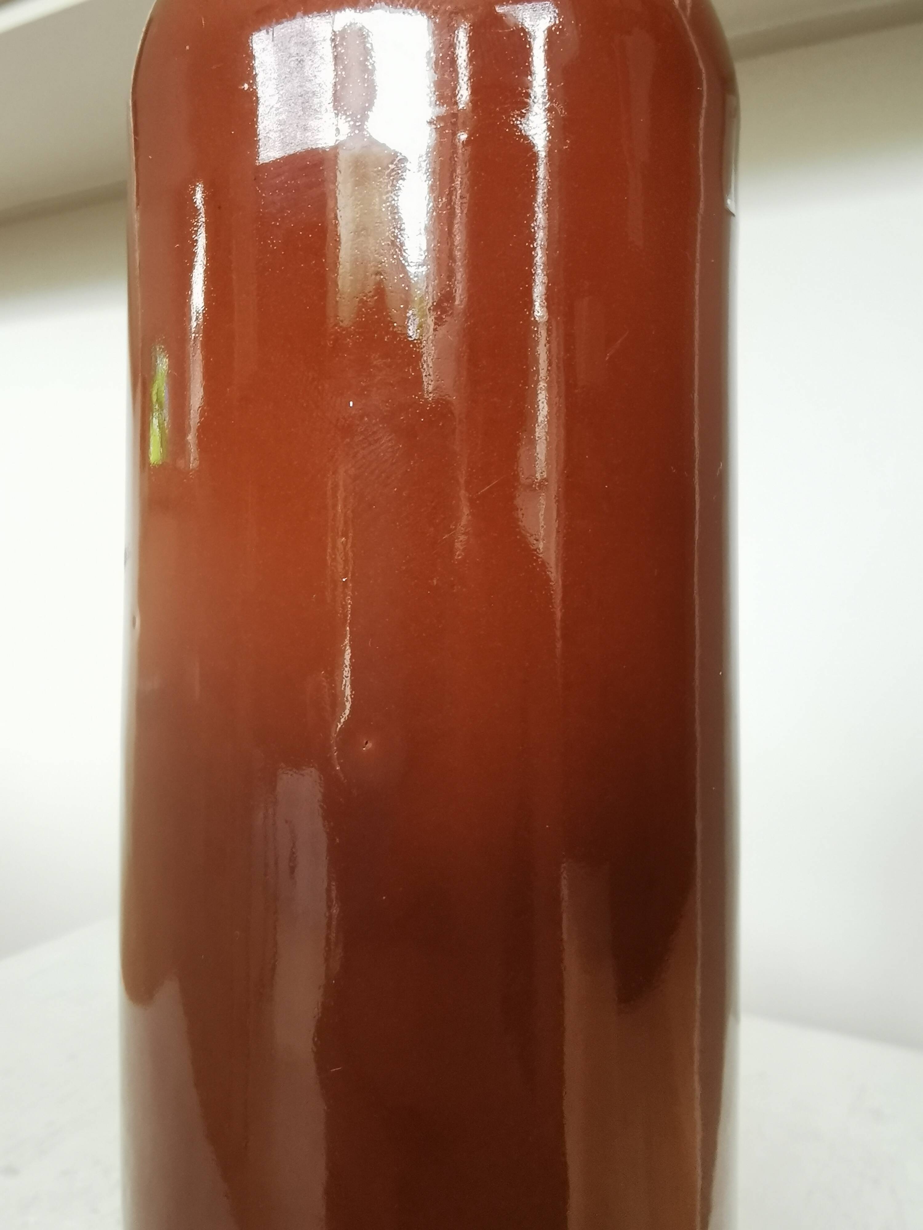 Vintage Brown Glazed Ceramic Vase: Tall Minimalist Bottle Form