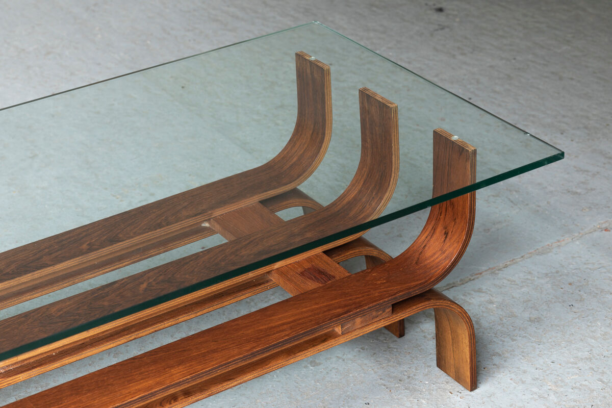 Coffee table with a steam-bent base by Ilse Möbel, 1960’s