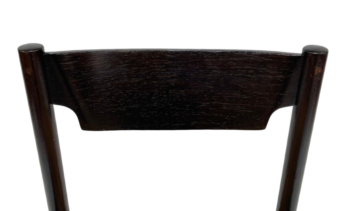 4 vintage dining room chairs with braided seat in wenge wood, 1970s