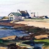 André Duculty (1912-1990) Watercolor on paper "Le Guilvinec" Signed lower right