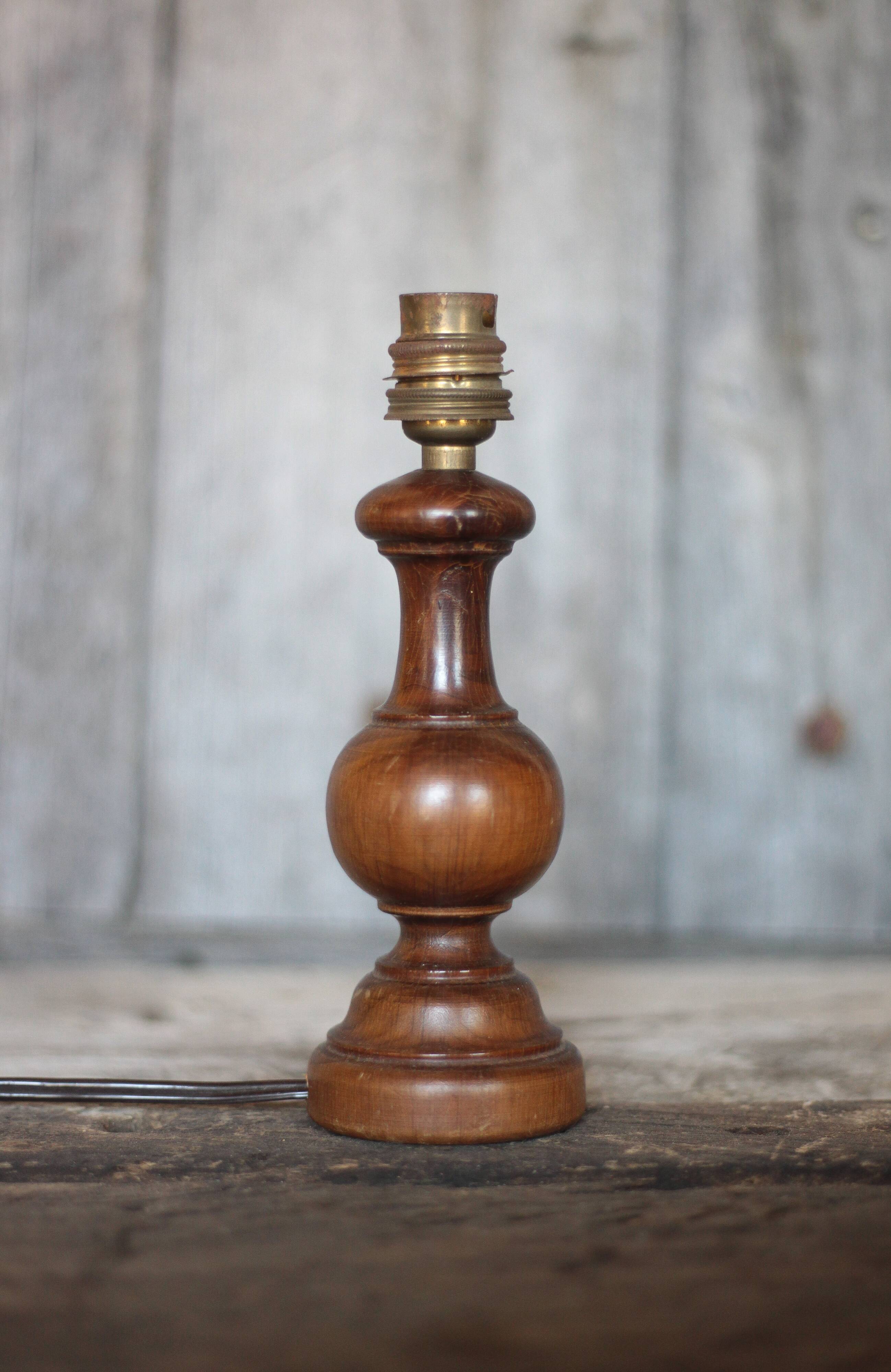 wood lamp, vintage wooden lamp base, table lamp, living room lamp