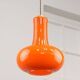 Mid-Century Italian Orange Glass and Brass Pendant Lamp