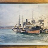Old painting, navy, signed and dated 1931