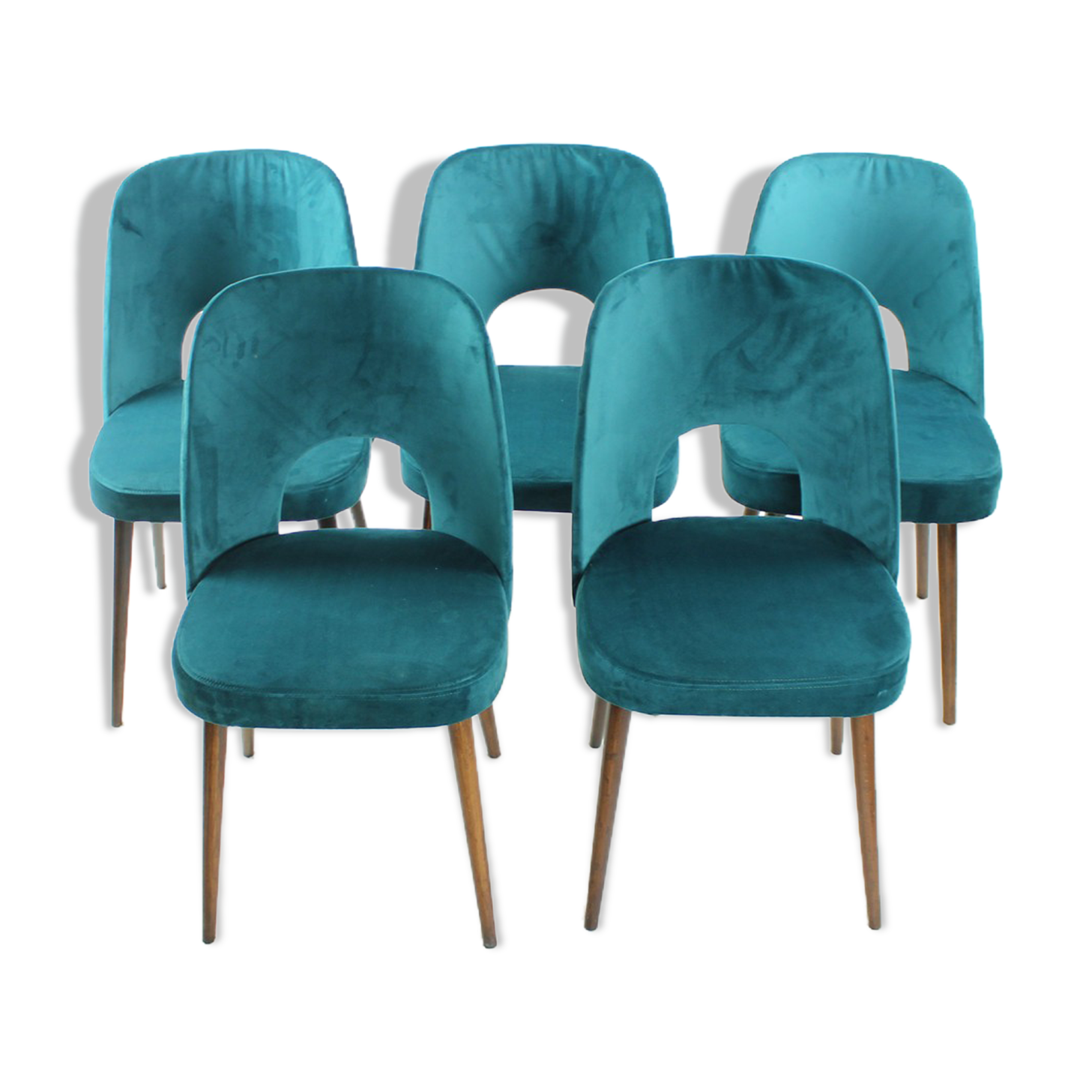 Chaises de salle à manger Oswald Haerdtl en velours pour Ton, Tchécoslovaquie années 1950