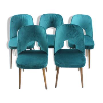Chaises de salle à manger Oswald Haerdtl en velours pour Ton, Tchécoslovaquie années 1950