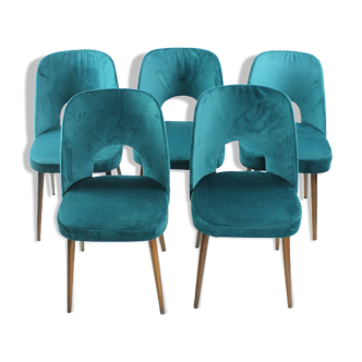 Chaises de salle à manger Oswald Haerdtl en velours pour Ton, Tchécoslovaquie années 1950