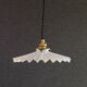 Old pendant light in white pleated glass - delivered with new brass socket and new cable