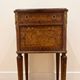 Napoleon III style bedside table in walnut burl and marble