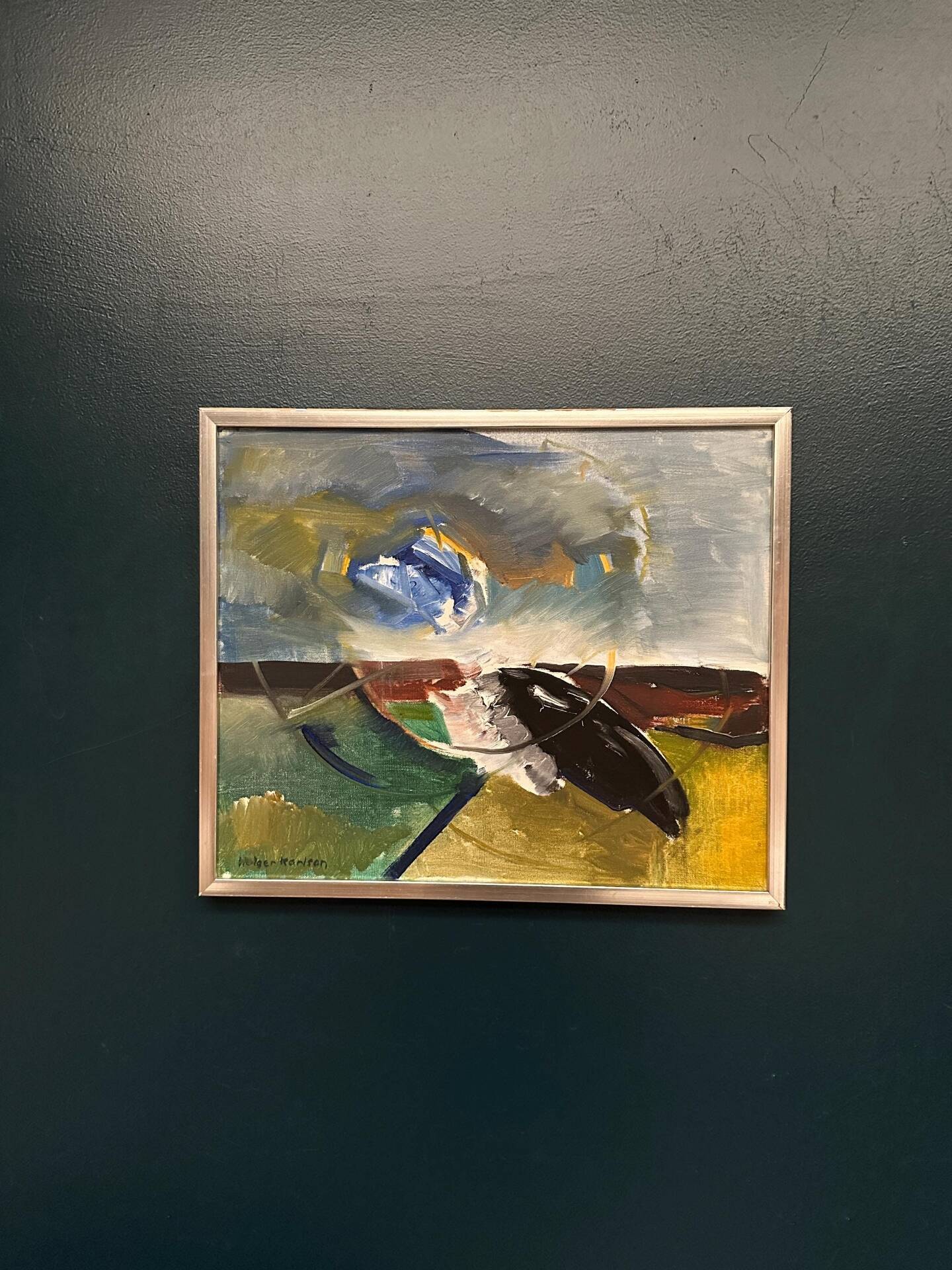 Huile sur toile originale suédoise – “Composition” par Holger Karlson