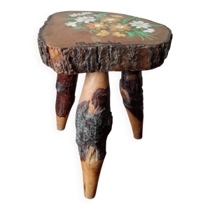 Tabouret tripode porte - floral main