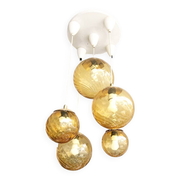 Suspension vintage verre fumé, Parscot circa 1970