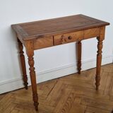 Table à écrire ancienne, bureau en bois massif pieds tournés
