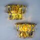 Pair of Kinkeldey 2-tier cut crystal wall sconces, gilt brass, Germany, 1970s