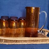 Lot of 8 amber glasses